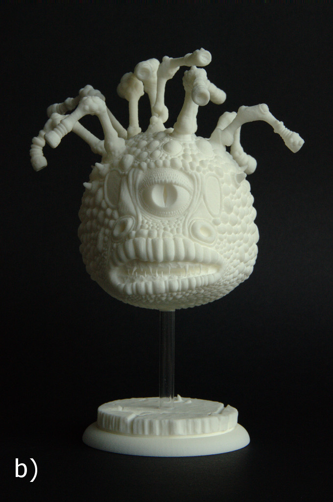 b) Photograph of the 3D printed model